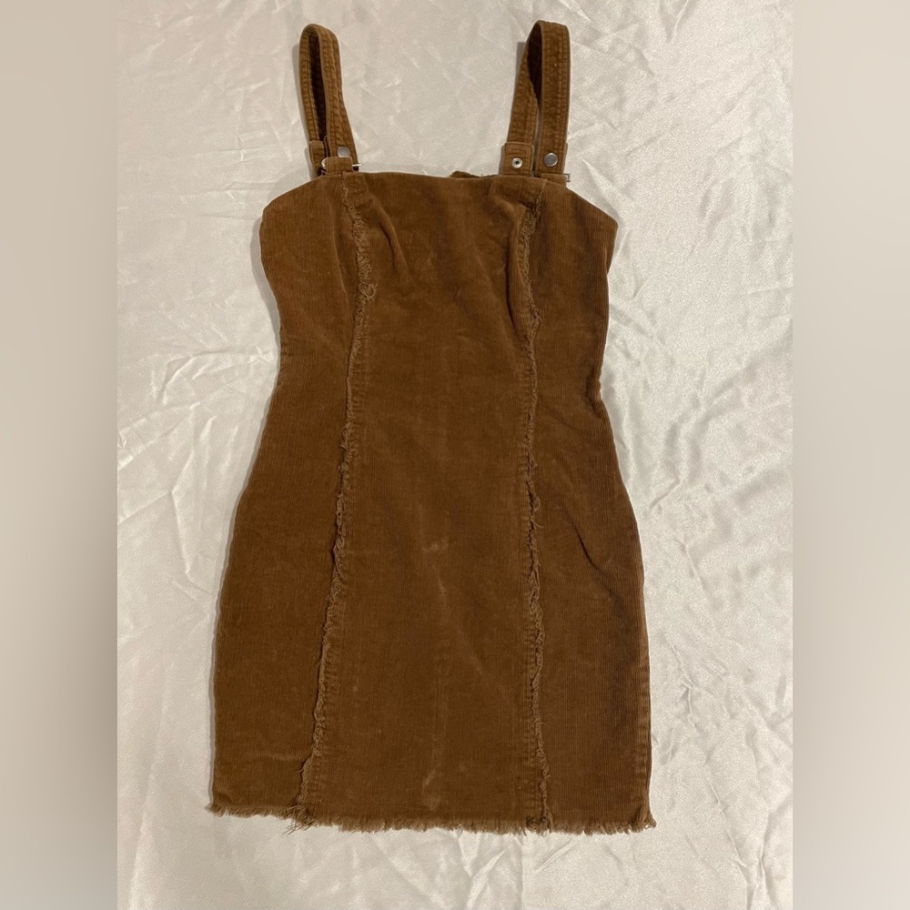 Forever 21 Womens Corduroy Dress Medium Brown Sleeveless 
Length: 25.5”